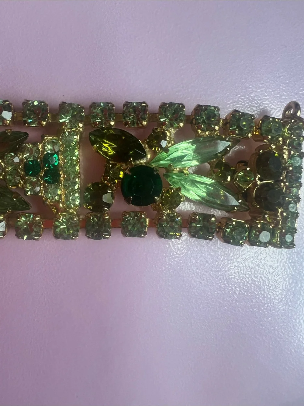Vintage Juliana Style Emerald Rhinestone Statement Bracelet Mid-Century
